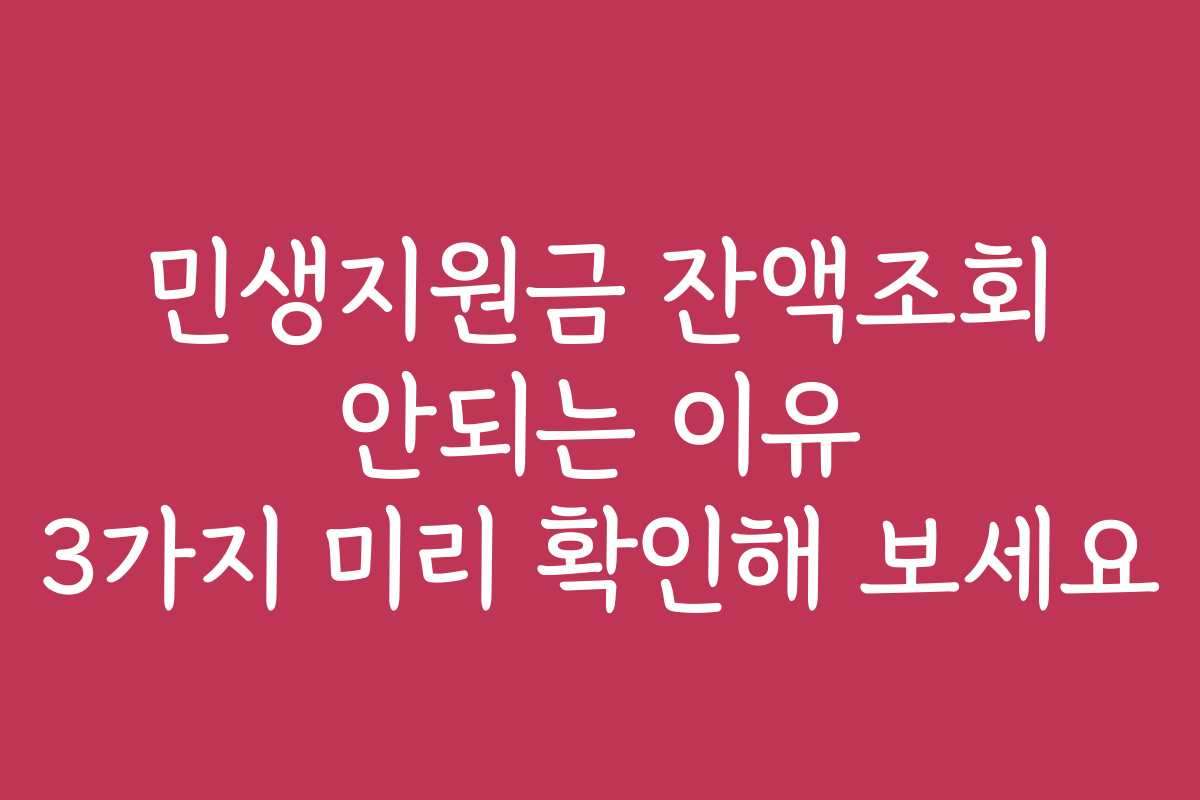 민생지원금 잔액조회 안되는 이유 3가지 미리 확인해 보세요