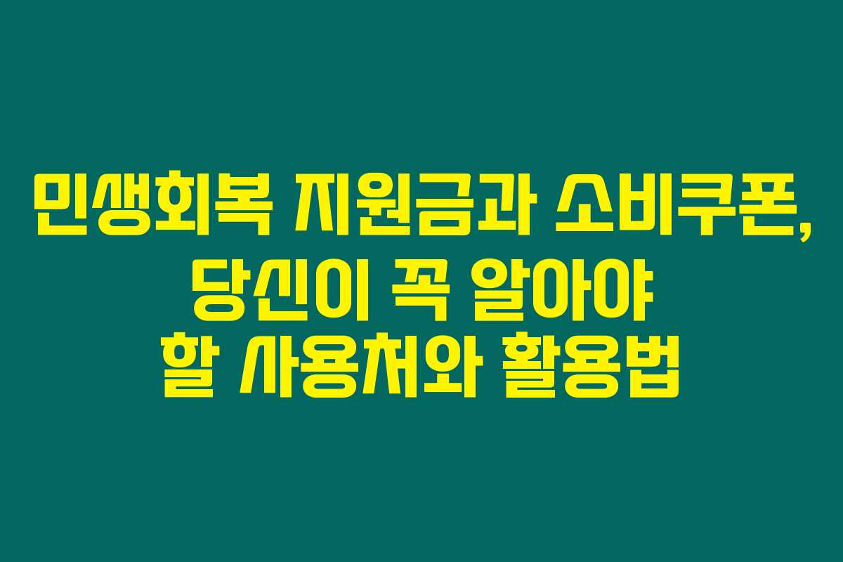 민생회복 지원금과 소비쿠폰, 당신이 꼭 알아야 할 사용처와 활용법