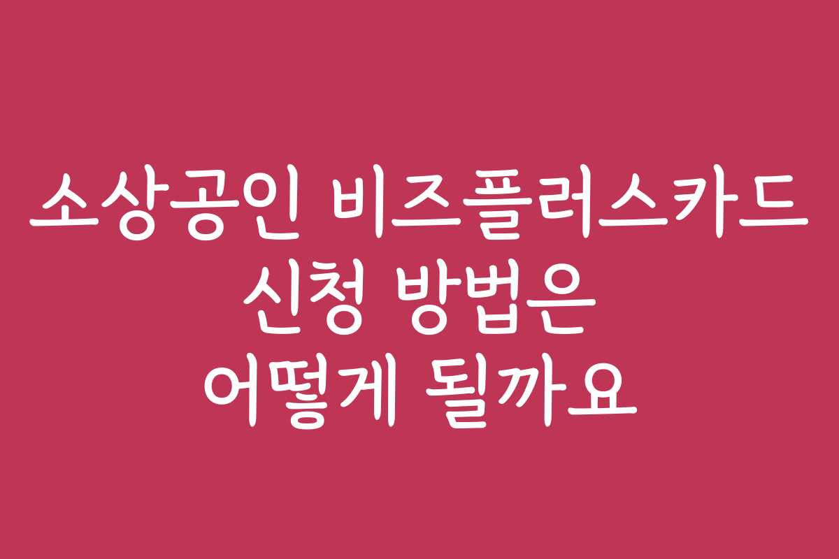 소상공인 비즈플러스카드 신청 방법은 어떻게 될까요