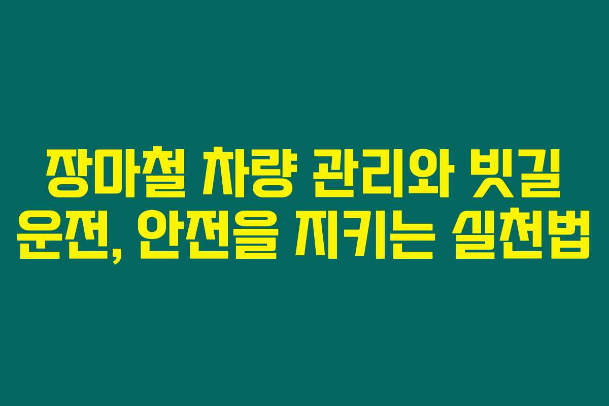 장마철 차량 관리와 빗길 운전, 안전을 지키는 실천법