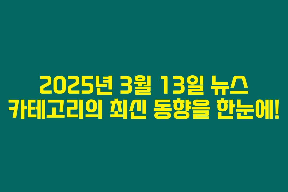 2025년 3월 13일 뉴스 카테고리의 최신 동향을 한눈에!
