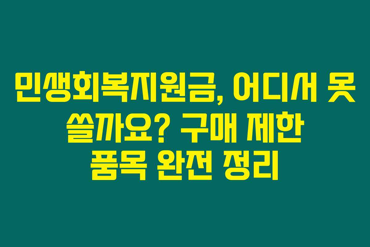 민생회복지원금, 어디서 못 쓸까요? 구매 제한 품목 완전 정리