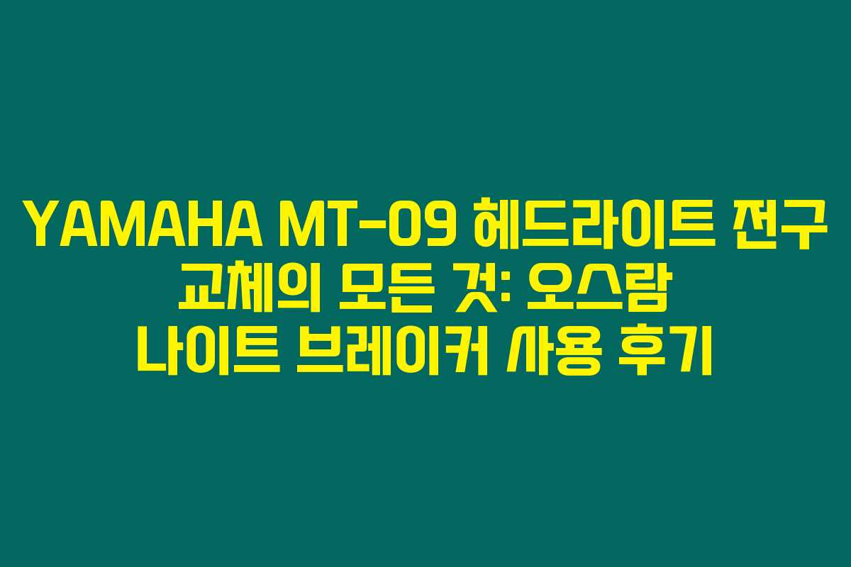 YAMAHA MT-09 헤드라이트 전구 교체의 모든 것: 오스람 나이트 브레이커 사용 후기 YAMAHA MT-09 헤드라이트 전구 교체의 모든 것: 오스람 나이트 브레이커 사용 후기