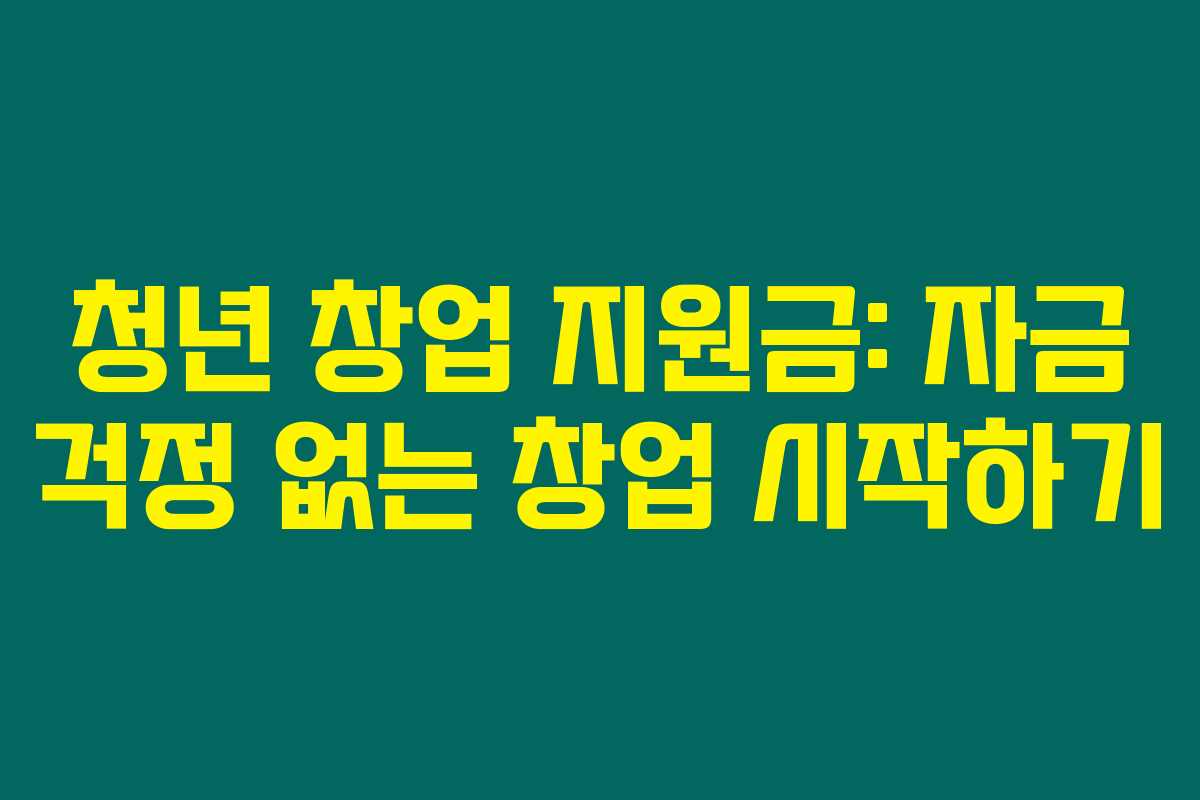 청년 창업 지원금: 자금 걱정 없는 창업 시작하기