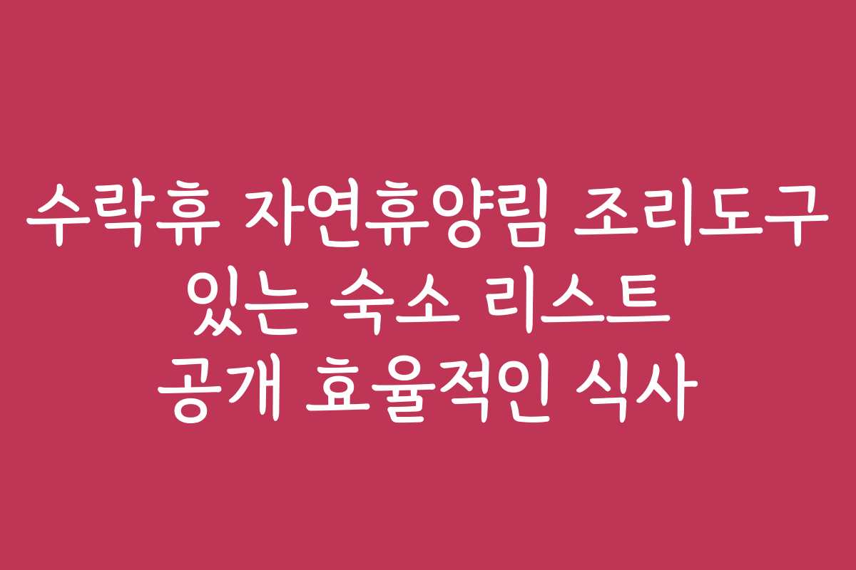 수락휴 자연휴양림 조리도구 있는 숙소 리스트 공개 효율적인 식사