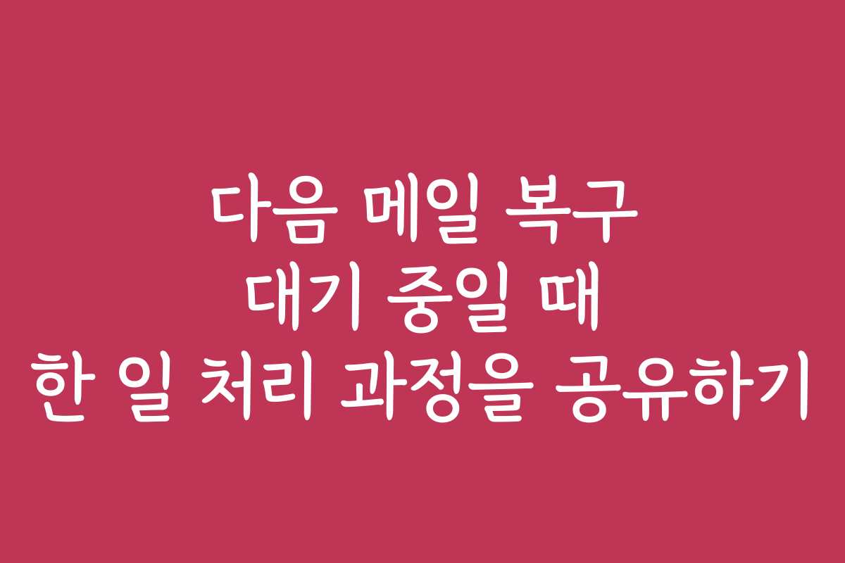 다음 메일 복구 대기 중일 때 한 일 처리 과정을 공유하기