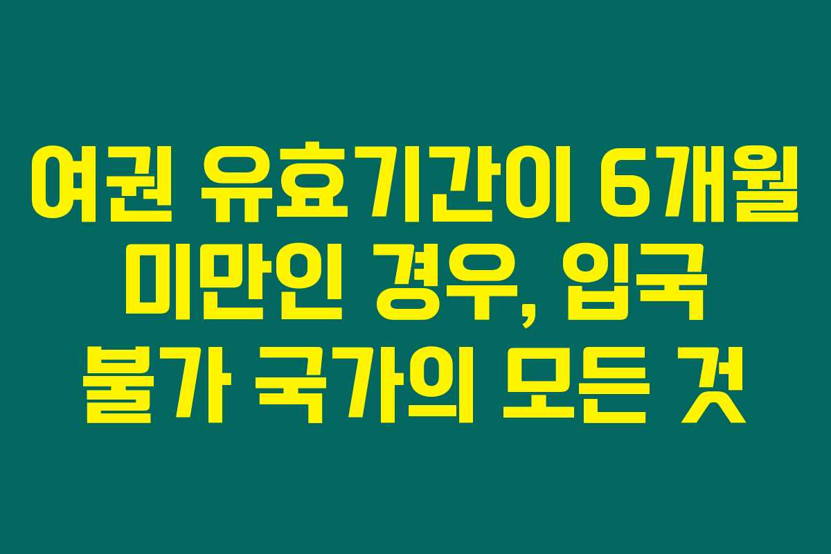 여권 유효기간이 6개월 미만인 경우, 입국 불가 국가의 모든 것