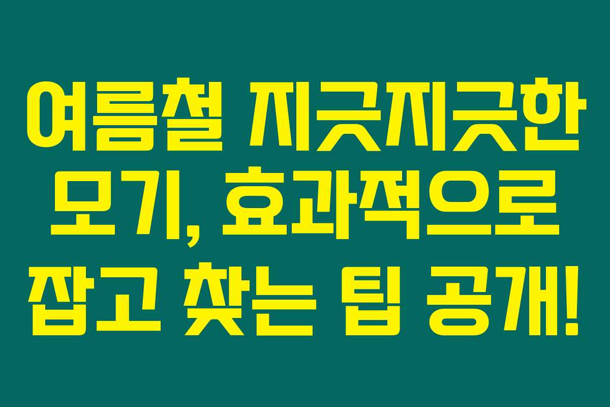 여름철 지긋지긋한 모기, 효과적으로 잡고 찾는 팁 공개!