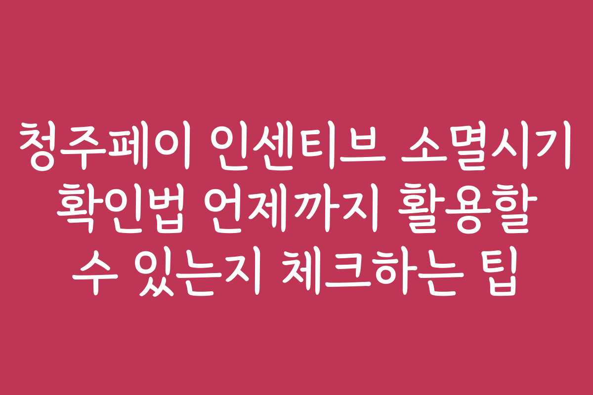 청주페이 인센티브 소멸시기 확인법 언제까지 활용할 수 있는지 체크하는 팁