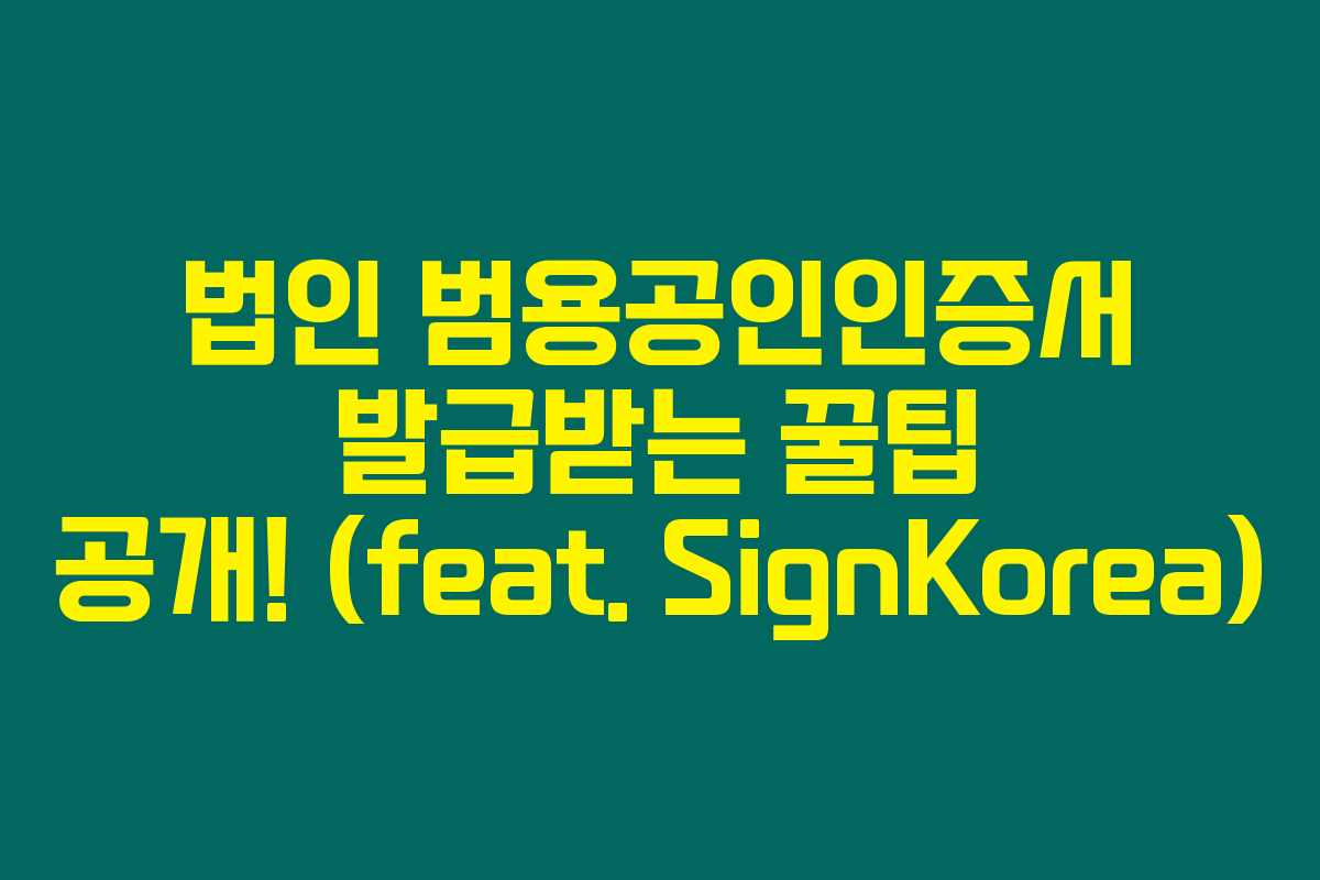 법인 범용공인인증서 발급받는 꿀팁 공개! (feat. SignKorea)