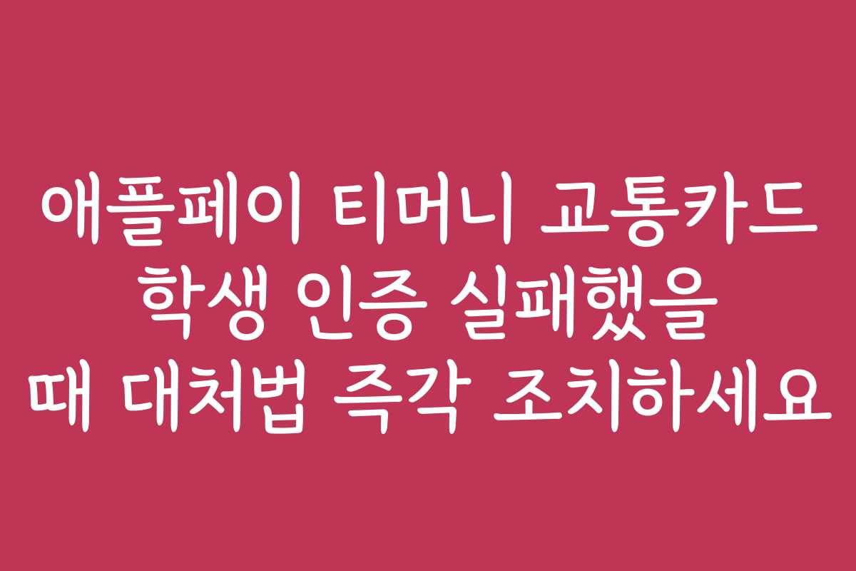 애플페이 티머니 교통카드 학생 인증 실패했을 때 대처법 즉각 조치하세요