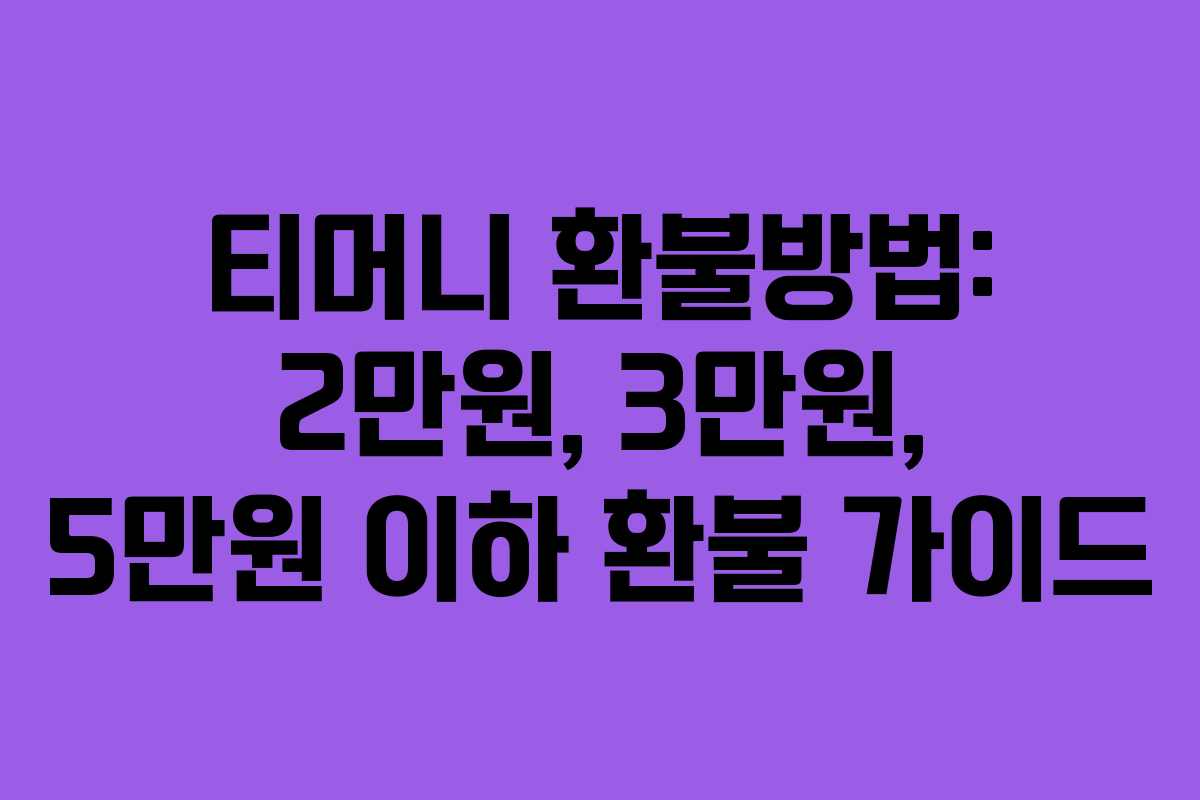 티머니 환불방법: 2만원, 3만원, 5만원 이하 환불 가이드
