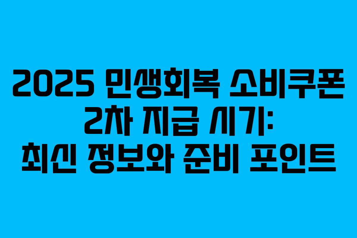 2025 민생회복 소비쿠폰 2차 지급 시기: 최신 정보와 준비 포인트