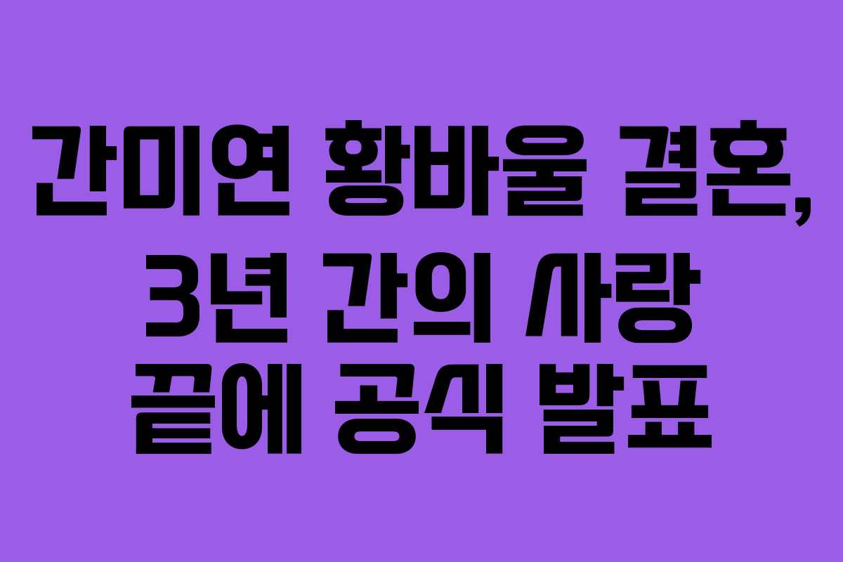 간미연 황바울 결혼, 3년 간의 사랑 끝에 공식 발표
