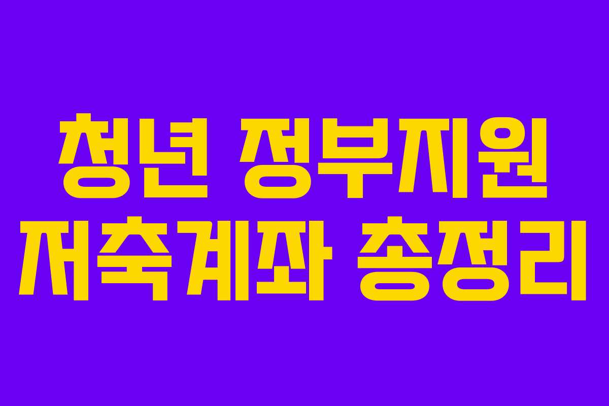 청년 정부지원 저축계좌 총정리