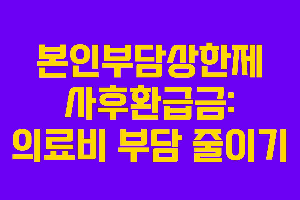 본인부담상한제 사후환급금: 의료비 부담 줄이기