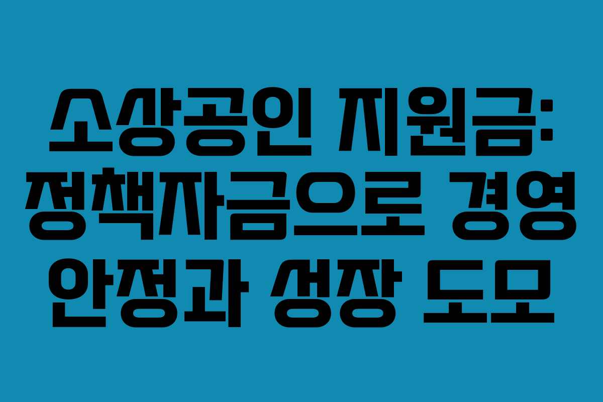 소상공인 지원금: 정책자금으로 경영 안정과 성장 도모