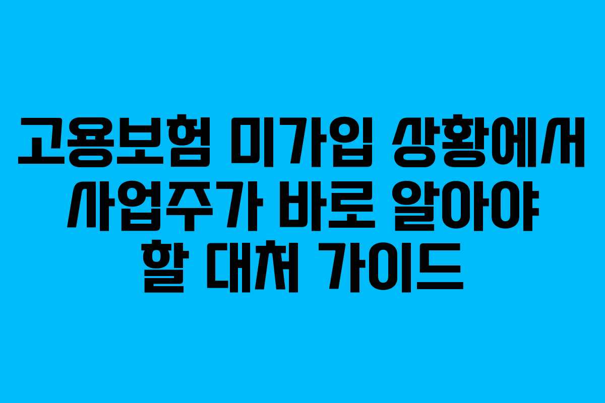 고용보험 미가입 상황에서 사업주가 바로 알아야 할 대처 가이드