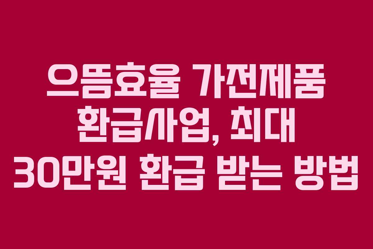 으뜸효율 가전제품 환급사업, 최대 30만원 환급 받는 방법