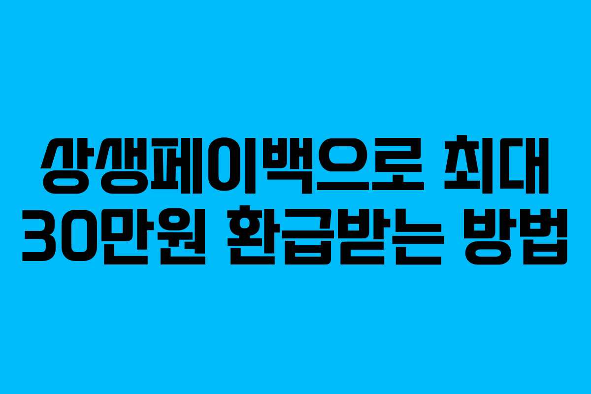 상생페이백으로 최대 30만원 환급받는 방법