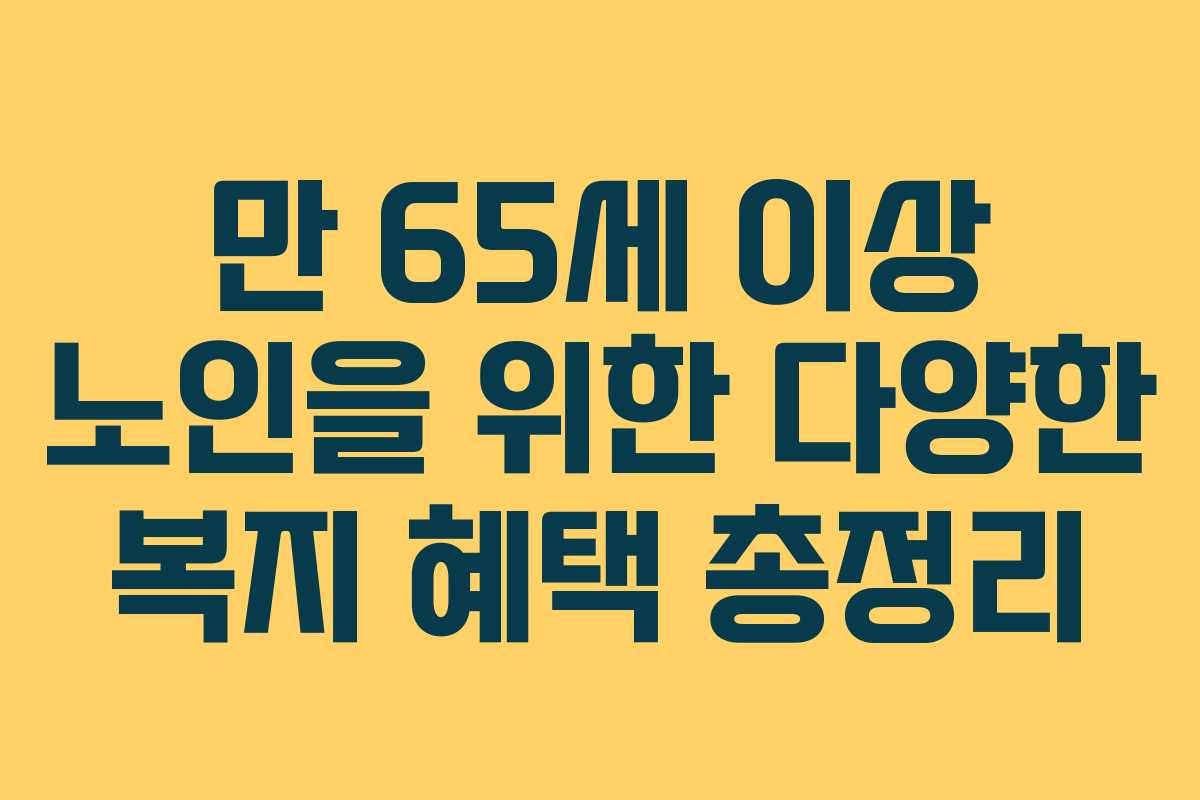 만 65세 이상 노인을 위한 다양한 복지 혜택 총정리