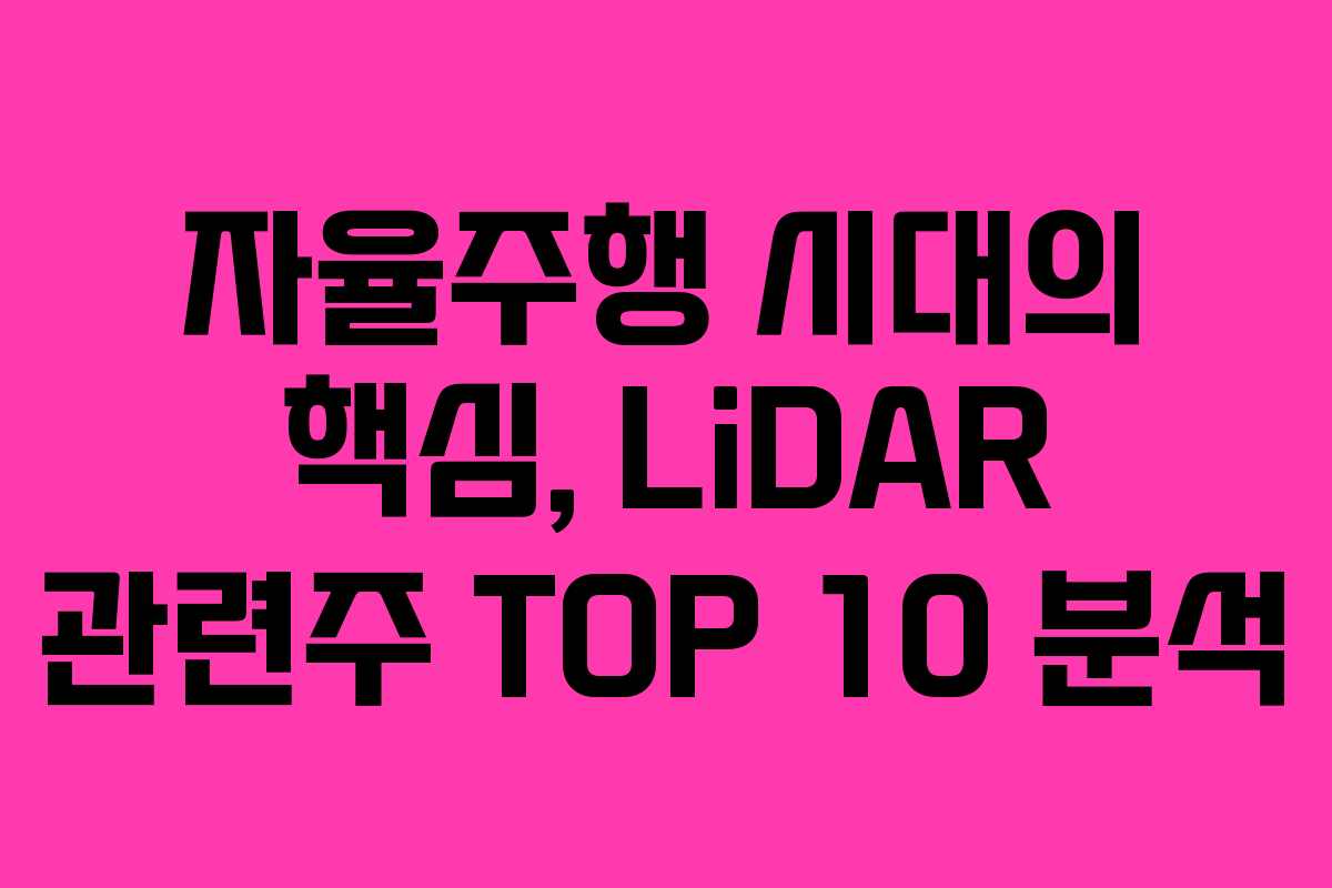 자율주행 시대의 핵심, LiDAR 관련주 TOP 10 분석 자율주행 시대의 핵심, LiDAR 관련주 TOP 10 분석