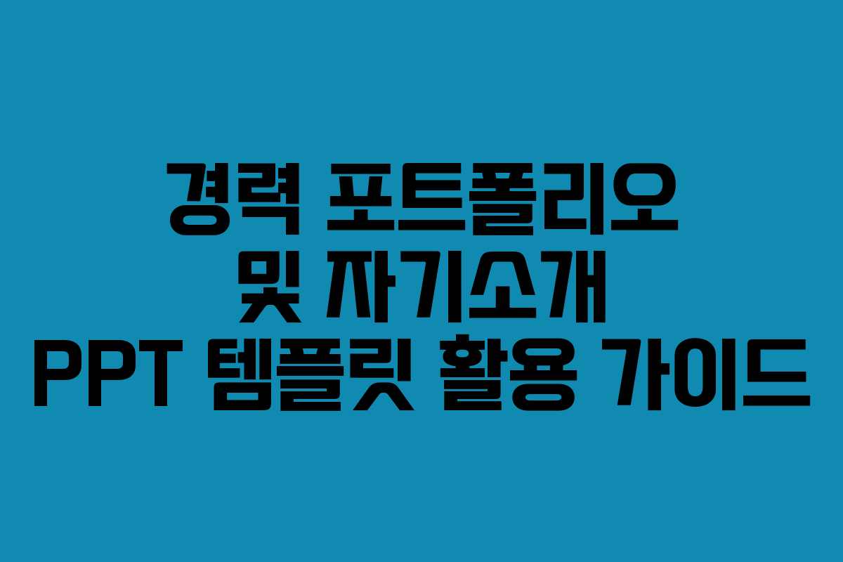 경력 포트폴리오 및 자기소개 PPT 템플릿 활용 가이드 경력 포트폴리오 및 자기소개 PPT 템플릿 활용 가이드