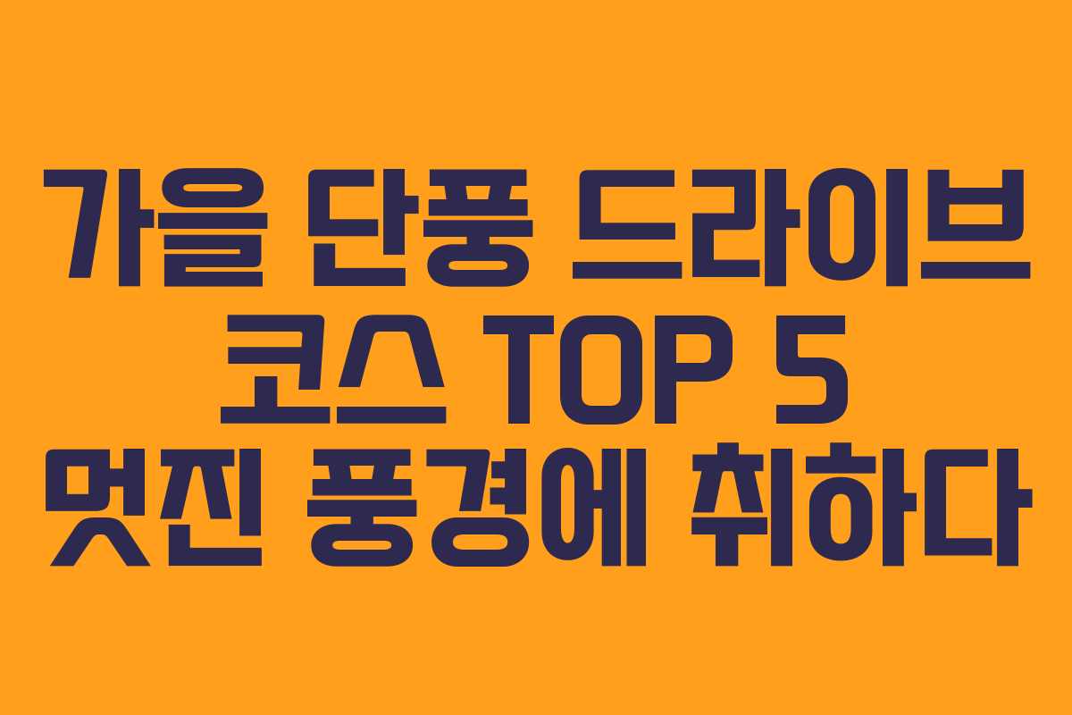 가을 단풍 드라이브 코스 TOP 5 멋진 풍경에 취하다