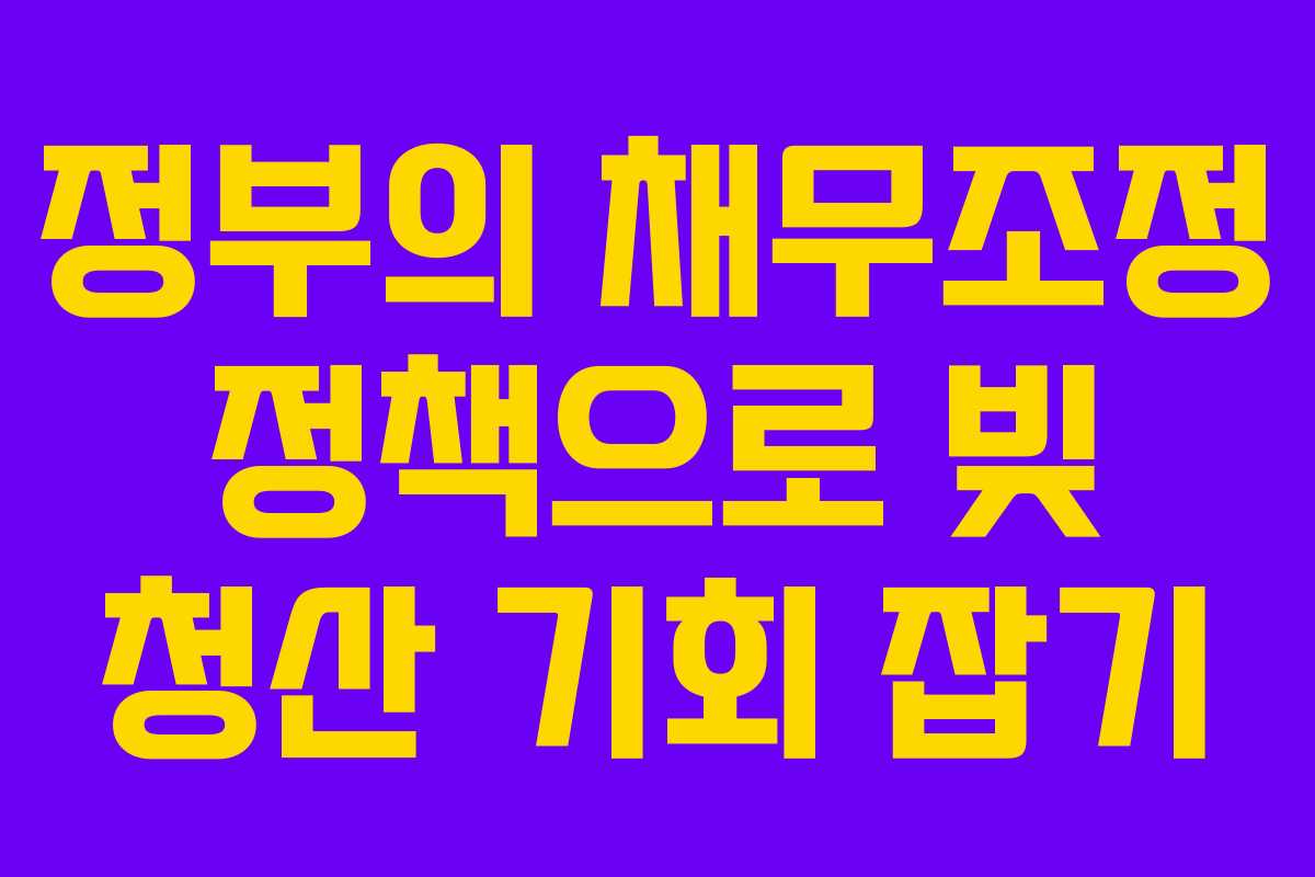 정부의 채무조정 정책으로 빚 청산 기회 잡기