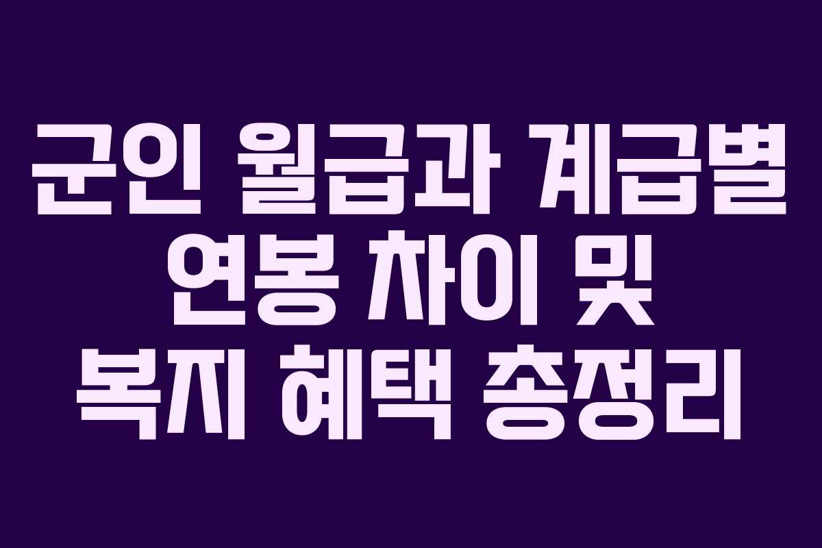 군인 월급과 계급별 연봉 차이 및 복지 혜택 총정리