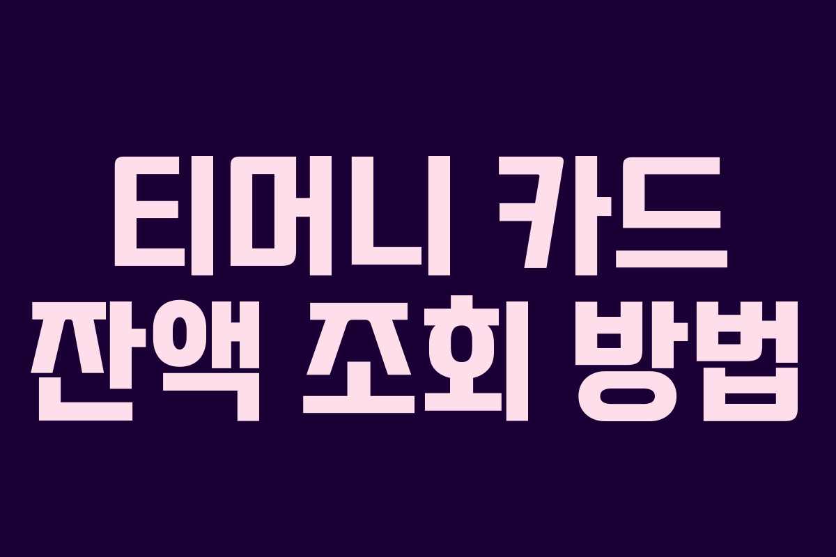 티머니 카드 잔액 조회 방법