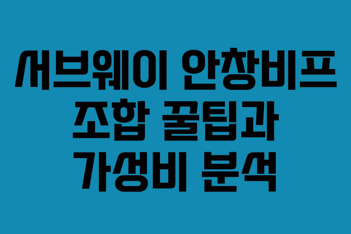 서브웨이 안창비프 조합 꿀팁과 가성비 분석