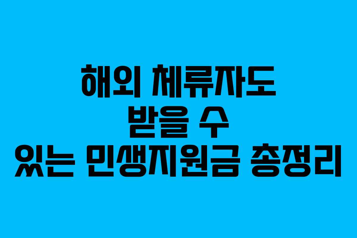 해외 체류자도 받을 수 있는 민생지원금 총정리