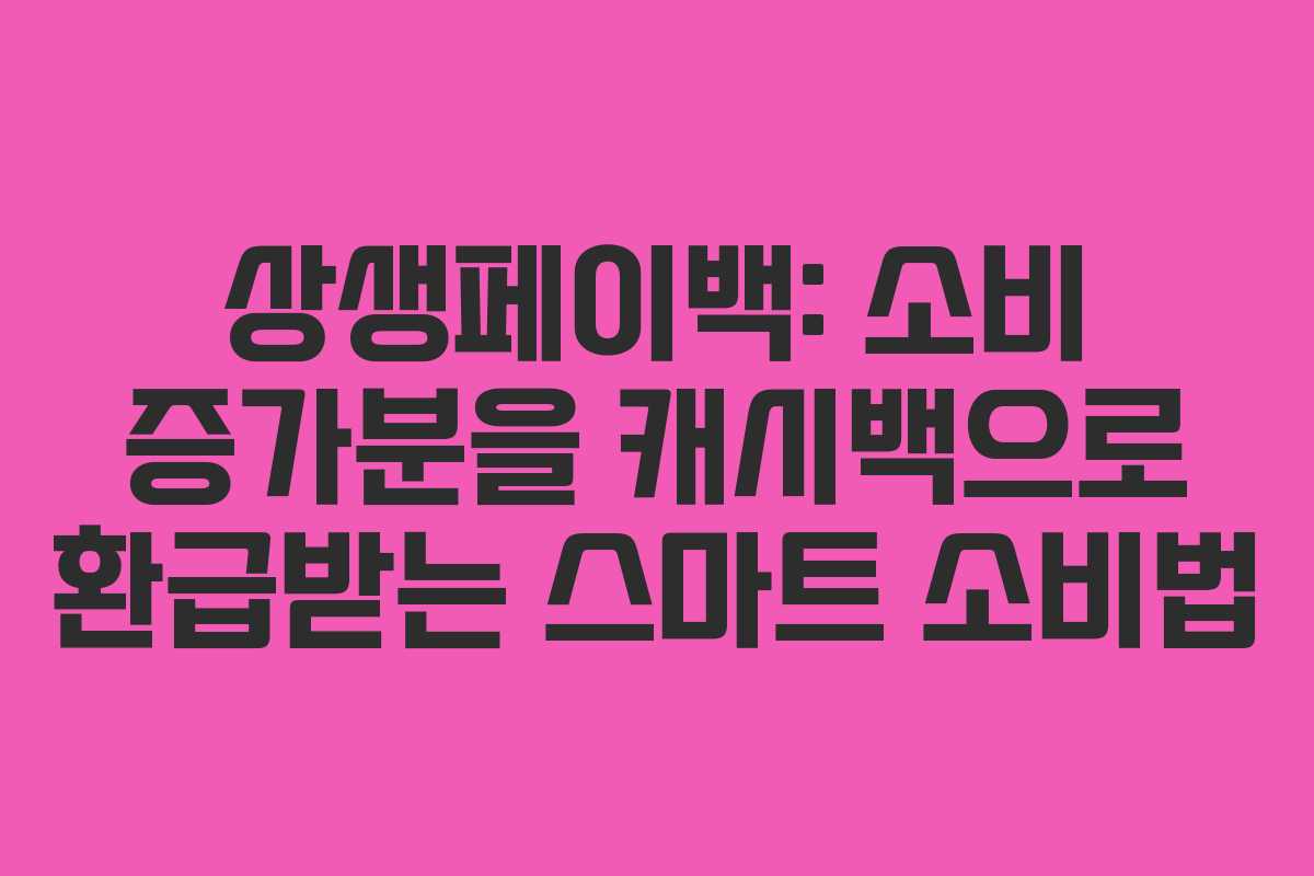 상생페이백: 소비 증가분을 캐시백으로 환급받는 스마트 소비법