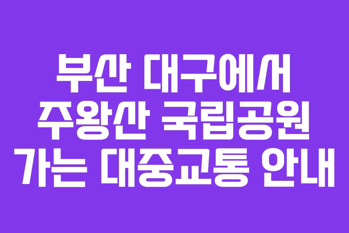 부산 대구에서 주왕산 국립공원 가는 대중교통 안내
