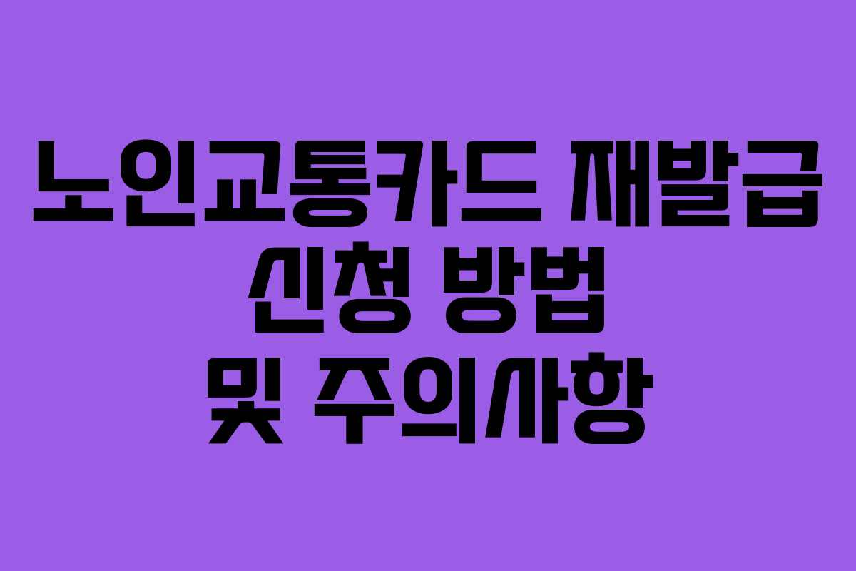 노인교통카드 재발급 신청 방법 및 주의사항 노인교통카드 재발급 신청 방법 및 주의사항