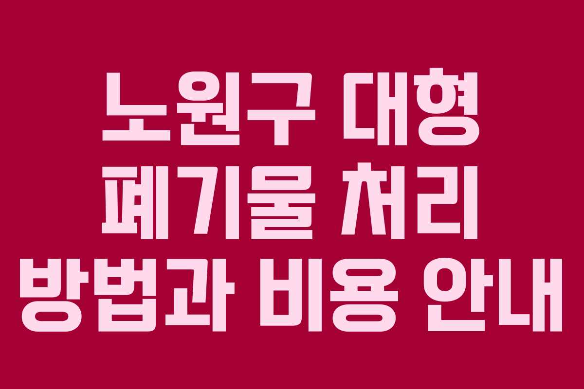 노원구 대형 폐기물 처리 방법과 비용 안내 노원구 대형 폐기물 처리 방법과 비용 안내