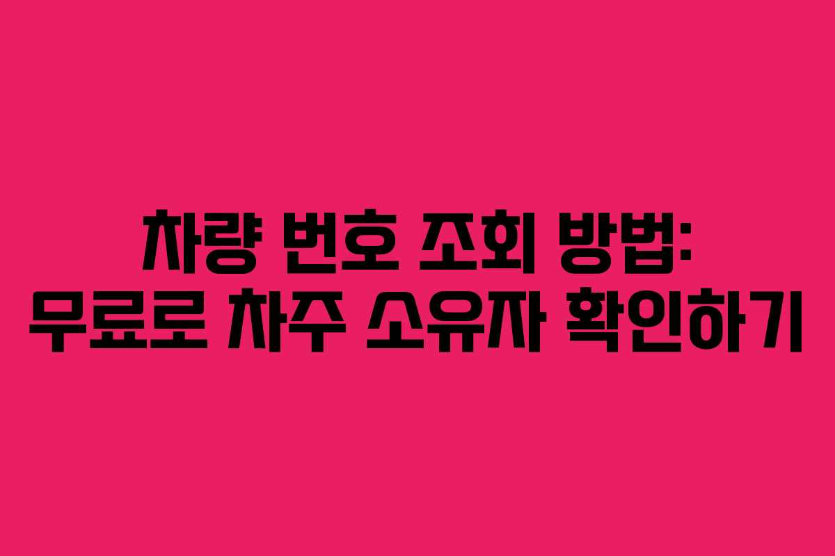 차량 번호 조회 방법: 무료로 차주 소유자 확인하기