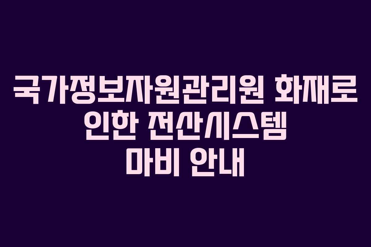 국가정보자원관리원 화재로 인한 전산시스템 마비 안내