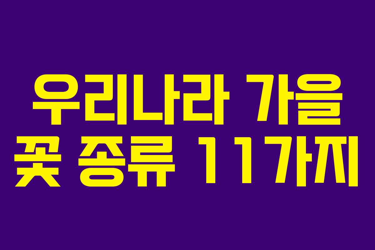 우리나라 가을 꽃 종류 11가지