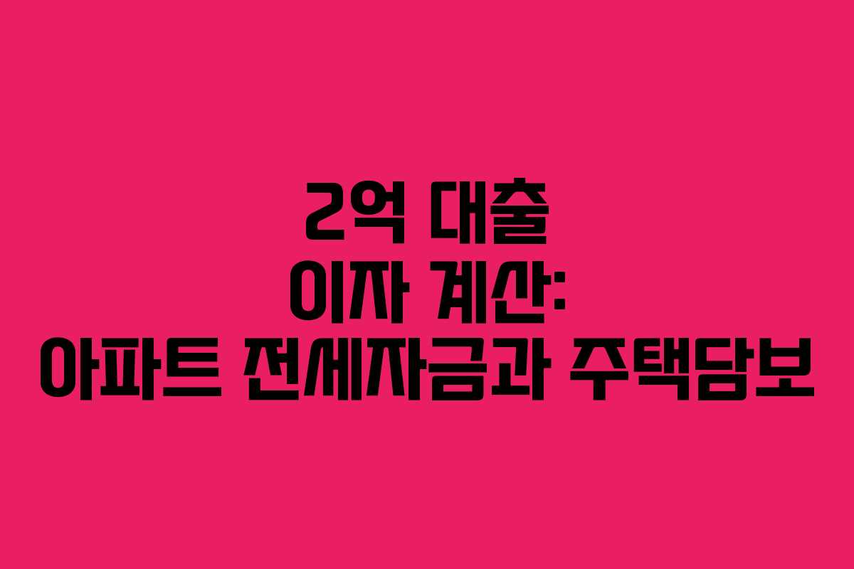 2억 대출 이자 계산: 아파트 전세자금과 주택담보
