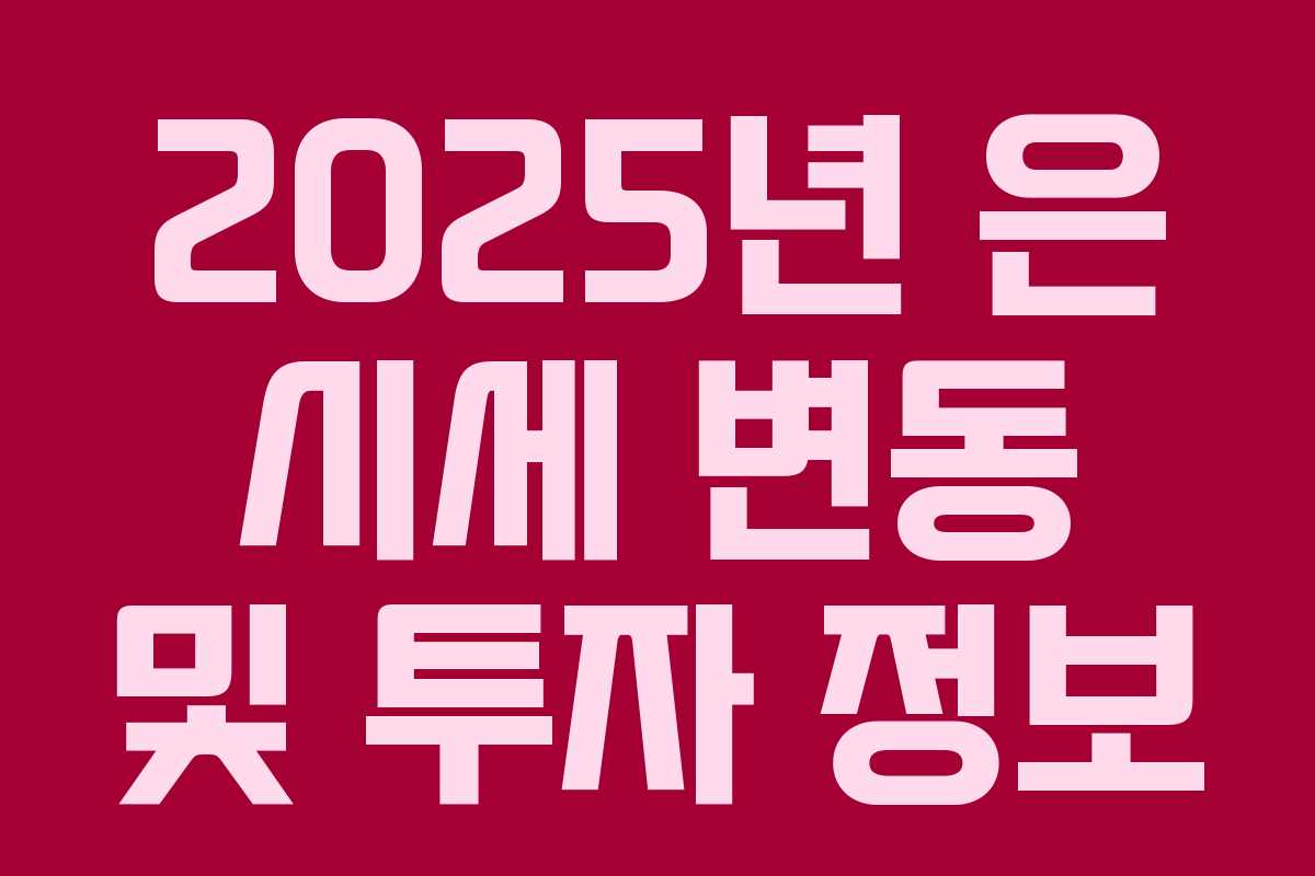 2025년 은 시세 변동 및 투자 정보