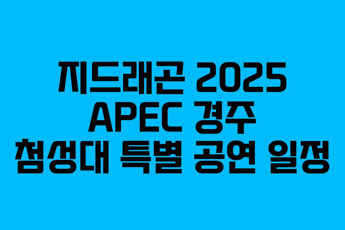 지드래곤 2025 APEC 경주 첨성대 특별 공연 일정 지드래곤 2025 APEC 경주 첨성대 특별 공연 일정