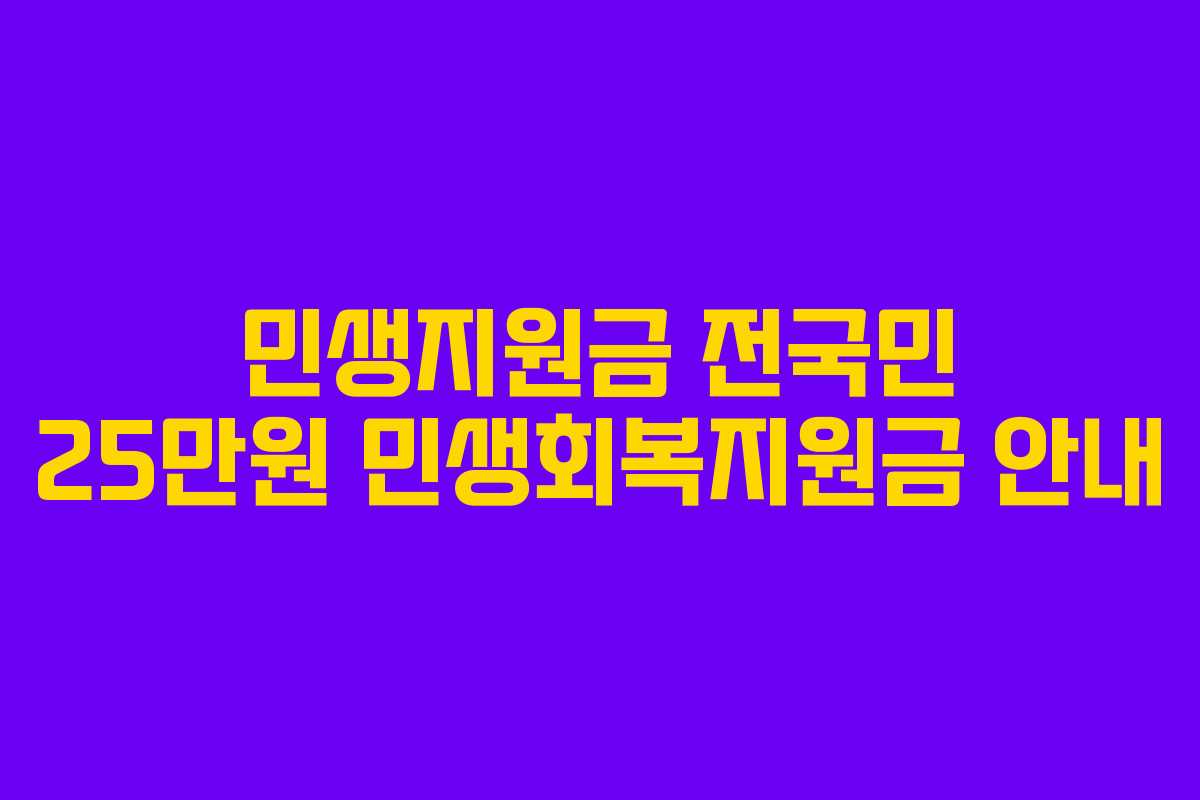 민생지원금 전국민 25만원 민생회복지원금 안내