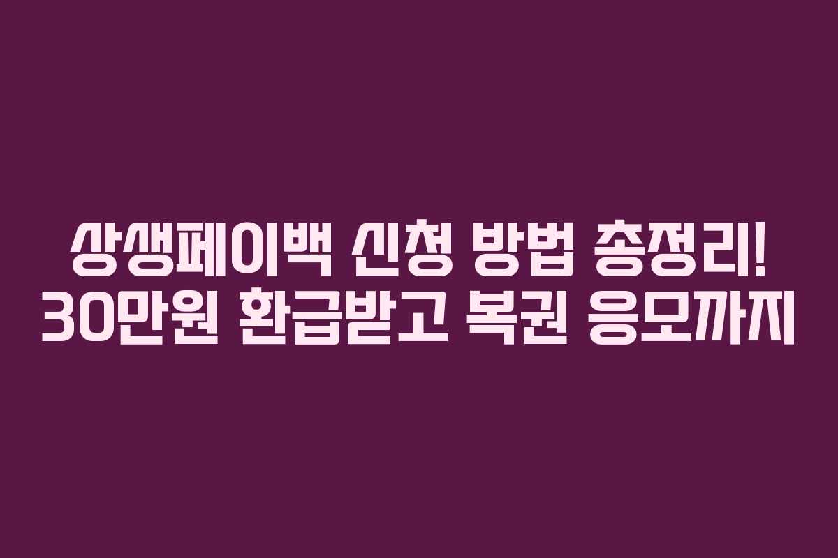 상생페이백 신청 방법 총정리! 30만원 환급받고 복권 응모까지 상생페이백 신청 방법 총정리! 30만원 환급받고 복권 응모까지