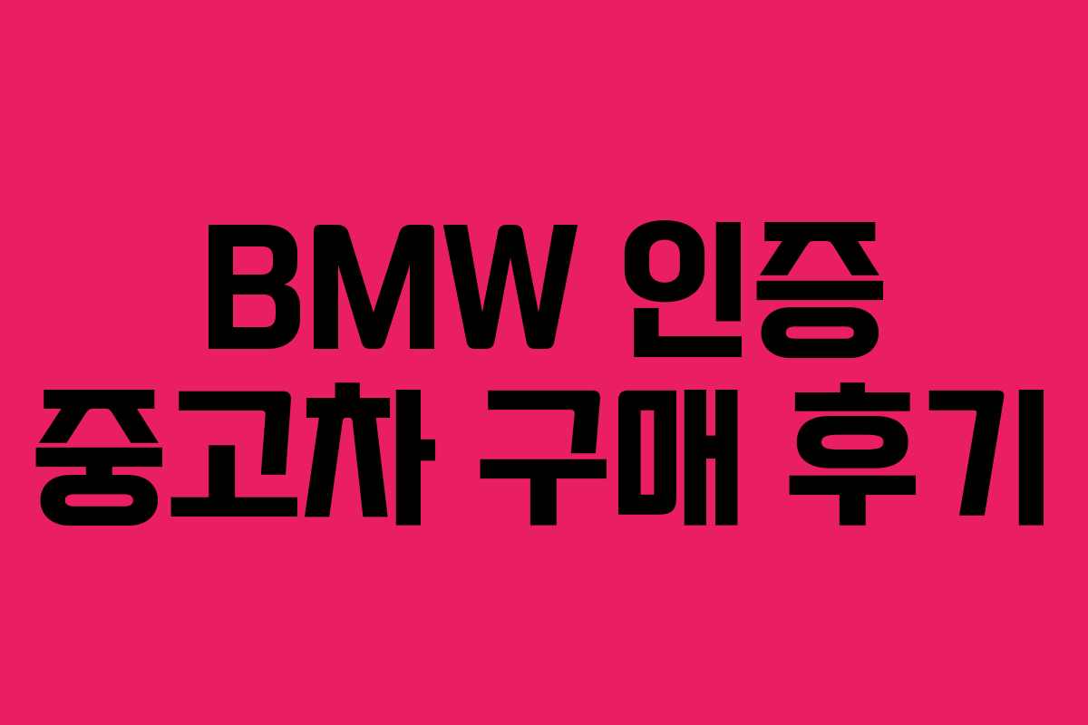 BMW 인증 중고차 구매 후기