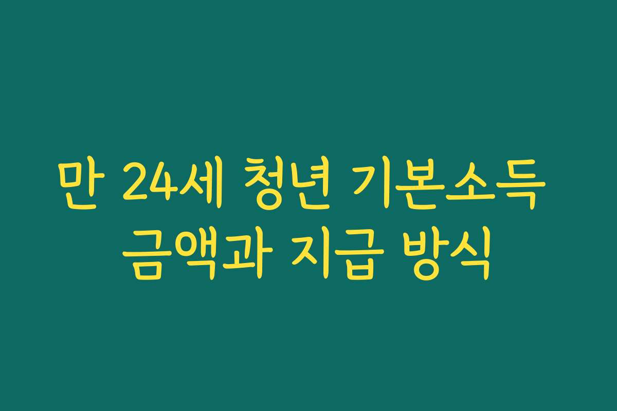 만 24세 청년 기본소득 금액과 지급 방식