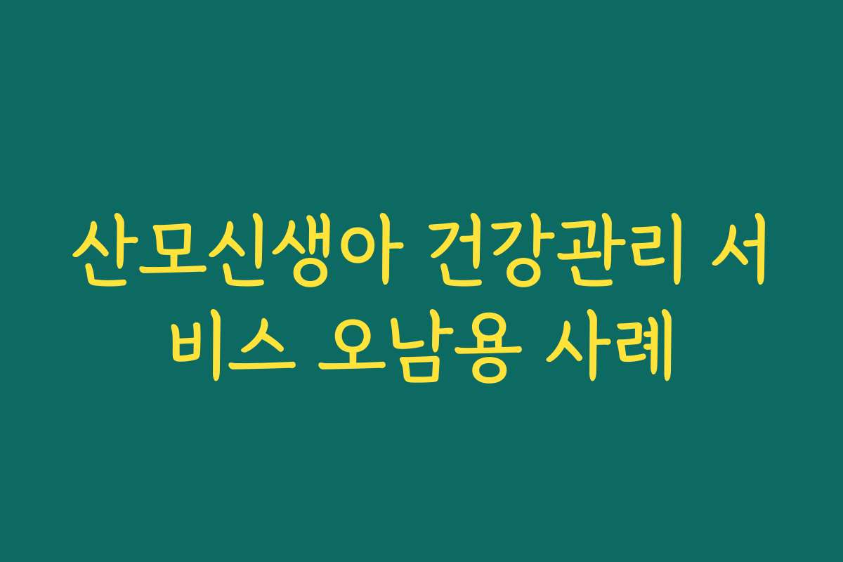 산모신생아 건강관리 서비스 오남용 사례
