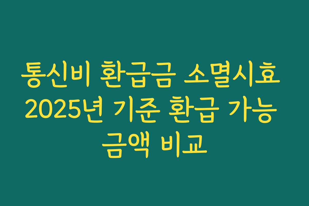 통신비 환급금 소멸시효 2025년 기준 환급 가능 금액 비교 통신비 환급금 소멸시효 2025년 기준 환급 가능 금액 비교