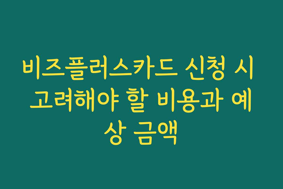 비즈플러스카드 신청 시 고려해야 할 비용과 예상 금액 비즈플러스카드 신청 시 고려해야 할 비용과 예상 금액